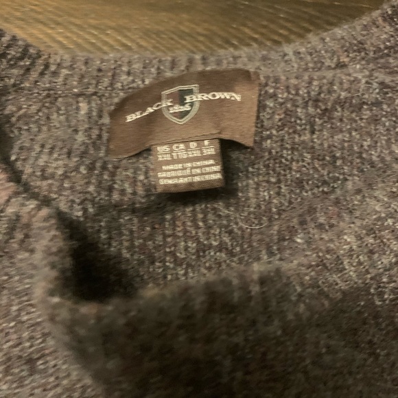 Black Brown Lambswool Crewneck Sweater - Picture 2 of 4